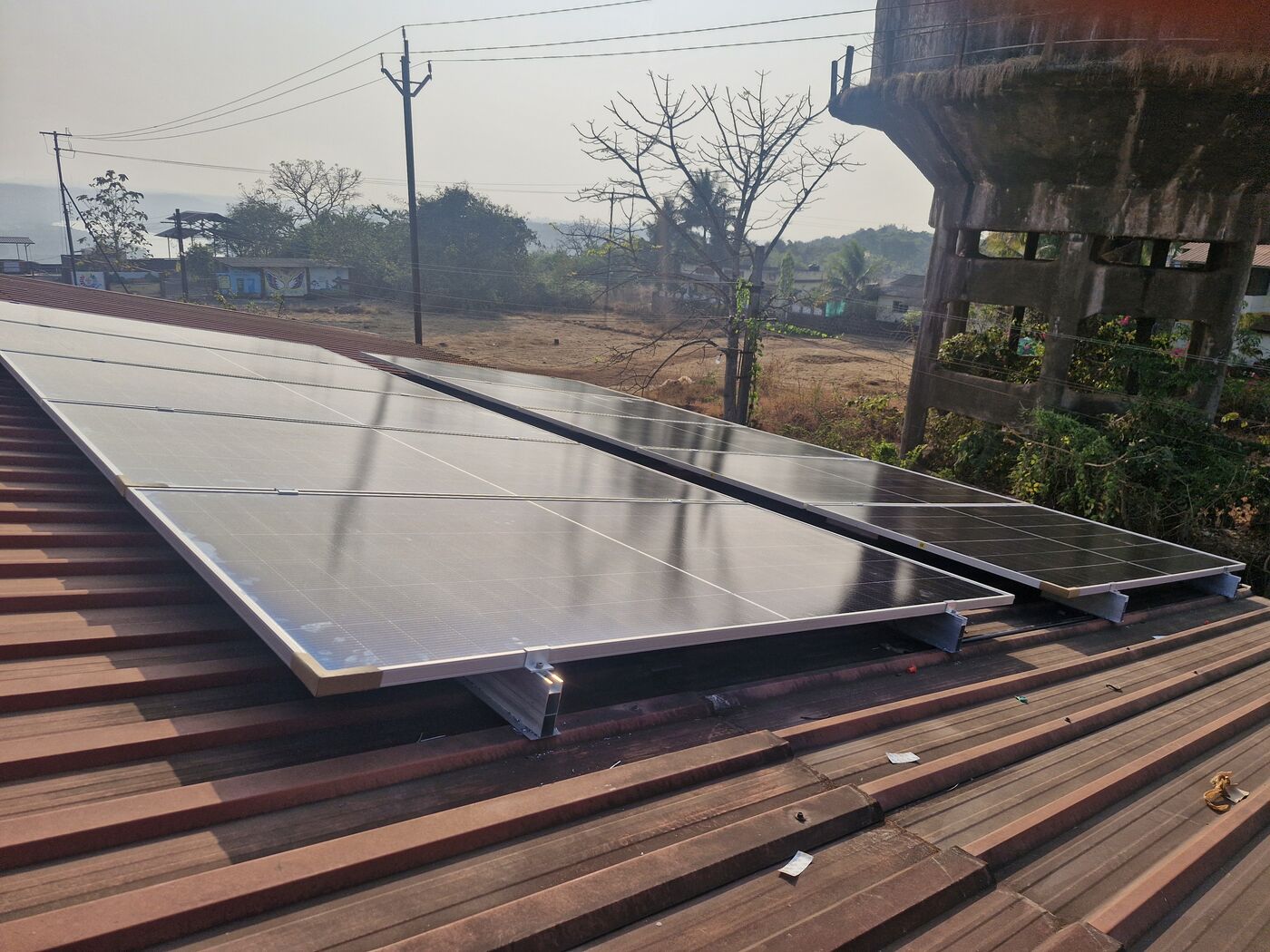 Panel mounting on tiled roof by Sarvoday Solar in Ratnagiri